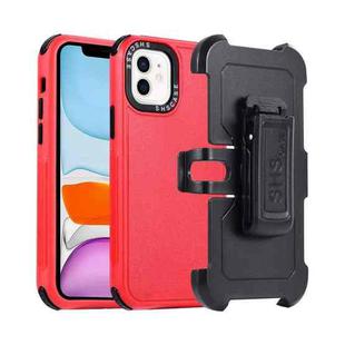 For iPhone 11 3 in 1 PC + TPU Sliding Sleeve Phone Case(Red+Black)