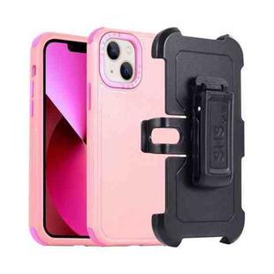For iPhone 13 3 in 1 PC + TPU Sliding Sleeve Phone Case(Pink+Rose Red)