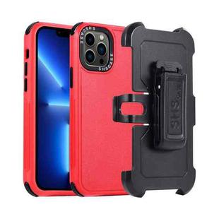 For iPhone 13 Pro 3 in 1 PC + TPU Sliding Sleeve Phone Case(Red+Black)
