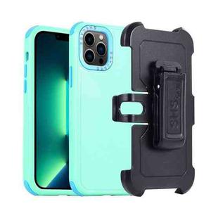 For iPhone 13 Pro Max 3 in 1 PC + TPU Sliding Sleeve Phone Case(Grass Green+Sky Blue)