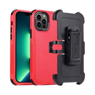 For iPhone 13 Pro Max 3 in 1 PC + TPU Sliding Sleeve Phone Case(Red+Black)