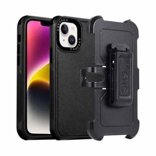 For iPhone 14 Plus 3 in 1 PC + TPU Sliding Sleeve Phone Case(Black)