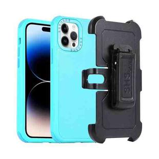 For iPhone 14 Pro 3 in 1 PC + TPU Sliding Sleeve Phone Case(Blue+Sky Blue)