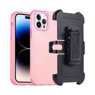 For iPhone 14 Pro Max 3 in 1 PC + TPU Sliding Sleeve Phone Case(Pink+Rose Red)