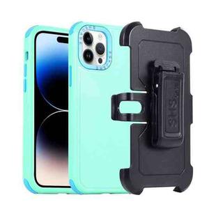 For iPhone 14 Pro Max 3 in 1 PC + TPU Sliding Sleeve Phone Case(Grass Green+Sky Blue)