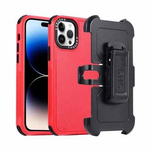 For iPhone 14 Pro Max 3 in 1 PC + TPU Sliding Sleeve Phone Case(Red+Black)