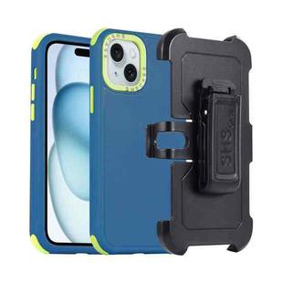 For iPhone 15 3 in 1 PC + TPU Sliding Sleeve Phone Case(Blue+Green)