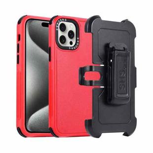 For iPhone 15 Pro Max 3 in 1 PC + TPU Sliding Sleeve Phone Case(Red+Black)