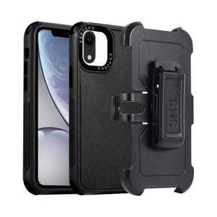 For iPhone XR 3 in 1 PC + TPU Sliding Sleeve Phone Case(Black)