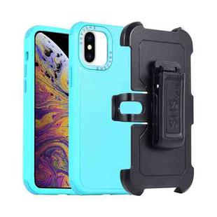 For iPhone XS Max 3 in 1 PC + TPU Sliding Sleeve Phone Case(Blue+Sky Blue)