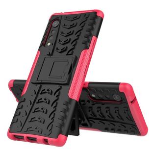 For LG Velvet Tire Texture Shockproof TPU+PC Protective Case with Holder(Rose Red)