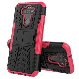 For LG K31 Tire Texture Shockproof TPU+PC Protective Case with Holder(Rose Red)