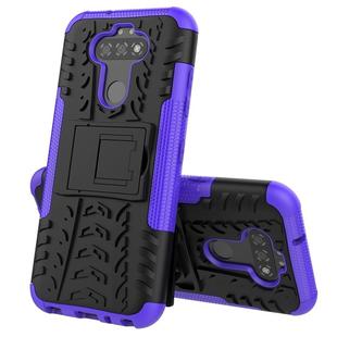 For LG K31 Tire Texture Shockproof TPU+PC Protective Case with Holder(Purple)