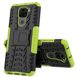 For Xiaomi Redmi Note 9 Tire Texture Shockproof TPU+PC Protective Case with Holder(Green)