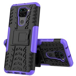 For Xiaomi Redmi Note 9 Tire Texture Shockproof TPU+PC Protective Case with Holder(Purple)