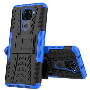 For Xiaomi Redmi Note 9 Tire Texture Shockproof TPU+PC Protective Case with Holder(Blue)