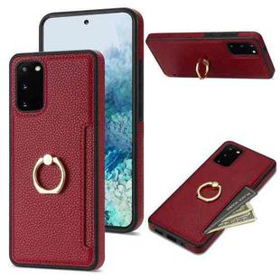 For Samsung Galaxy S20+ Ring Card  Litchi Leather Back Phone Case(Red)