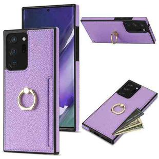 For Samsung Galaxy Note20 Ultra Ring Card  Litchi Leather Back Phone Case(Purple)