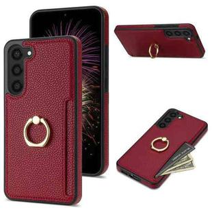 For Samsung Galaxy S23 FE 5G Ring Card  Litchi Leather Back Phone Case(Red)