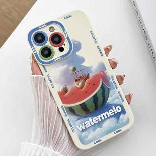 For iPhone 15 Pro Liquid Angel Eyes Dopamine TPU Phone Case(Watermelon Boat)