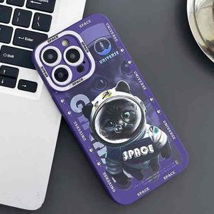 For iPhone 14 Pro Max Liquid Angel Eyes Little Black Cat TPU Phone Case(Purple)