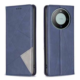 For Huawei Mate 60 Rhombus Texture Magnetic Leather Phone Case(Blue)
