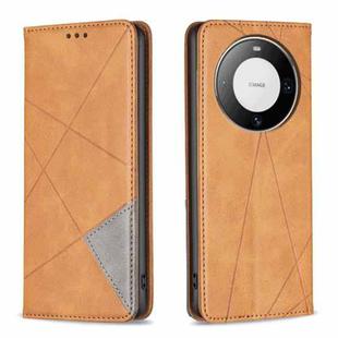 For Huawei Mate 60 Pro/Mate 60 Pro+ Rhombus Texture Magnetic Leather Phone Case(Yellow)