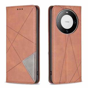 For Huawei Mate 60 Pro/Mate 60 Pro+ Rhombus Texture Magnetic Leather Phone Case(Brown)