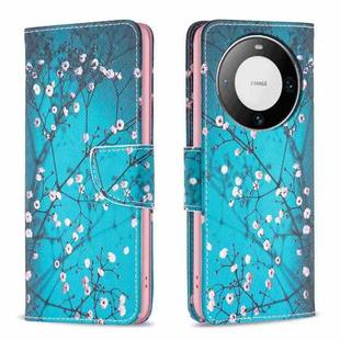 For Huawei Mate 60 Pro/Mate 60 Pro+ Colored Drawing Pattern Leather Phone Case(Plum Blossom)