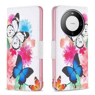 For Huawei Mate 60 Pro/Mate 60 Pro+ Colored Drawing Pattern Leather Phone Case(Butterflies)