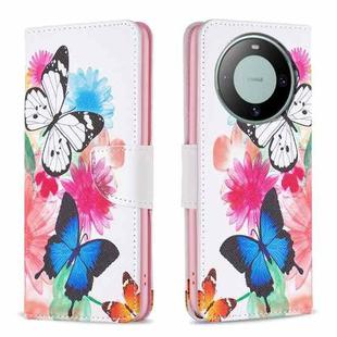 For Huawei Mate 60 Colored Drawing Pattern Leather Phone Case(Butterflies)