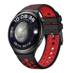 For Huawei Watch 4 Two Color Round Hole Silicone Watch Band(Black Red)