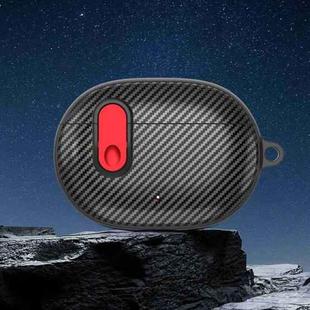 For Beats Studio Buds Switch Carbon Fiber Wireless Earphones Protective Case(Black Red)