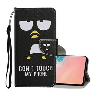 For Samsung Galaxy S10 Colored Drawing Pattern Horizontal Flip Leather Case with Holder & Card Slots & Wallet & Lanyard(Penguin)