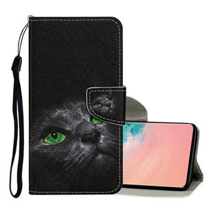 For Samsung Galaxy S10 Colored Drawing Pattern Horizontal Flip Leather Case with Holder & Card Slots & Wallet & Lanyard(Black Cat)