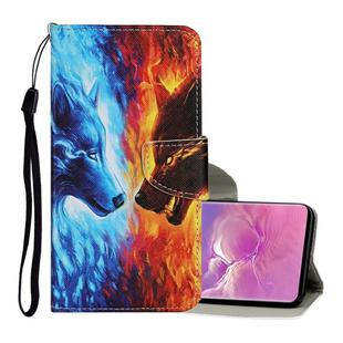 For Samsung Galaxy S10+ Colored Drawing Pattern Horizontal Flip Leather Case with Holder & Card Slots & Wallet & Lanyard(Flame Wolf)