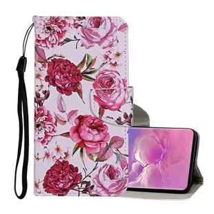 For Samsung Galaxy S10+ Colored Drawing Pattern Horizontal Flip Leather Case with Holder & Card Slots & Wallet & Lanyard(Peonies)