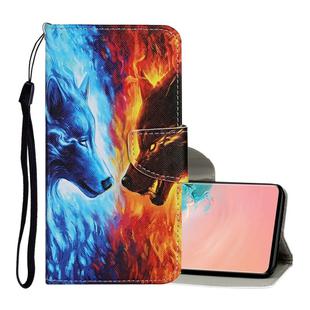 For Samsung Galaxy S10e Colored Drawing Pattern Horizontal Flip Leather Case with Holder & Card Slots & Wallet & Lanyard(Flame Wolf)