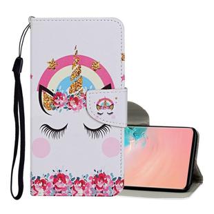 For Samsung Galaxy S10e Colored Drawing Pattern Horizontal Flip Leather Case with Holder & Card Slots & Wallet & Lanyard(Crown Unicorn)