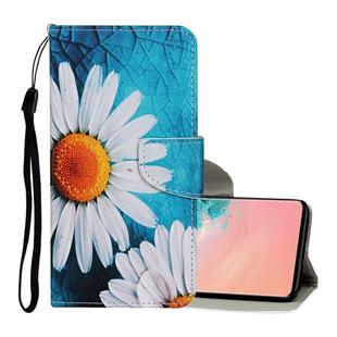 For Samsung Galaxy S10e Colored Drawing Pattern Horizontal Flip Leather Case with Holder & Card Slots & Wallet & Lanyard(Chrysanthemum)