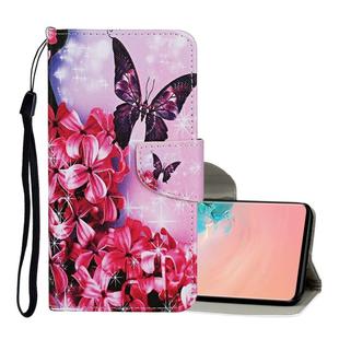 For Samsung Galaxy S10e Colored Drawing Pattern Horizontal Flip Leather Case with Holder & Card Slots & Wallet & Lanyard(Red Flower Butterfly)