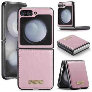 For Samsung Galaxy Z Flip5 CaseMe 003 PU + PC Business Style Crazy Horse Texture Leather Phone Case(Pink)