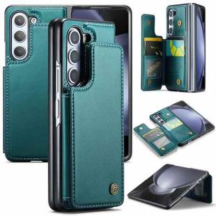 For Samsung Galaxy Z Fold5 CaseMe C22 PC+TPU Business Style RFID Anti-theft Leather Phone Case(Blue Green)