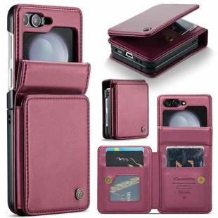 For Samsung Galaxy Z Flip5 CaseMe C22 PC+TPU Business Style RFID Anti-theft Leather Phone Case(Wine Red)