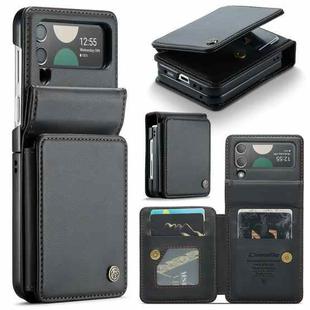 For Samsung Galaxy Z Flip4 5G CaseMe C22 PC+TPU Business Style RFID Anti-theft Leather Phone Case(Black)