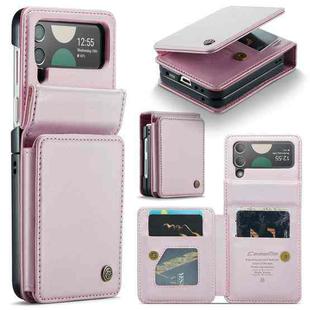 For Samsung Galaxy Z Flip4 5G CaseMe C22 PC+TPU Business Style RFID Anti-theft Leather Phone Case(Pink)