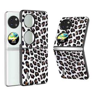 For Huawei P60 Pocket ABEEL Black Edge Leopard Phone Case(Silver Leopard)