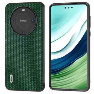For Huawei Mate 60 Pro ABEEL Genuine Leather Luxury Black Edge Phone Case(Night Green)