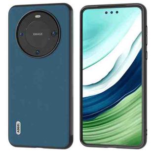 For Huawei Mate 60 Pro ABEEL Genuine Leather Silky Soft Black Edge Phone Case(Blue)