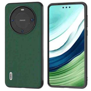 For Huawei Mate 60 Pro ABEEL Genuine Leather Silky Soft Black Edge Phone Case(Green)